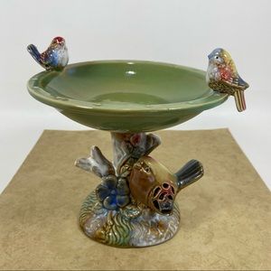 Bird Bath Ceramic Pedestal Soap Trinket Dish